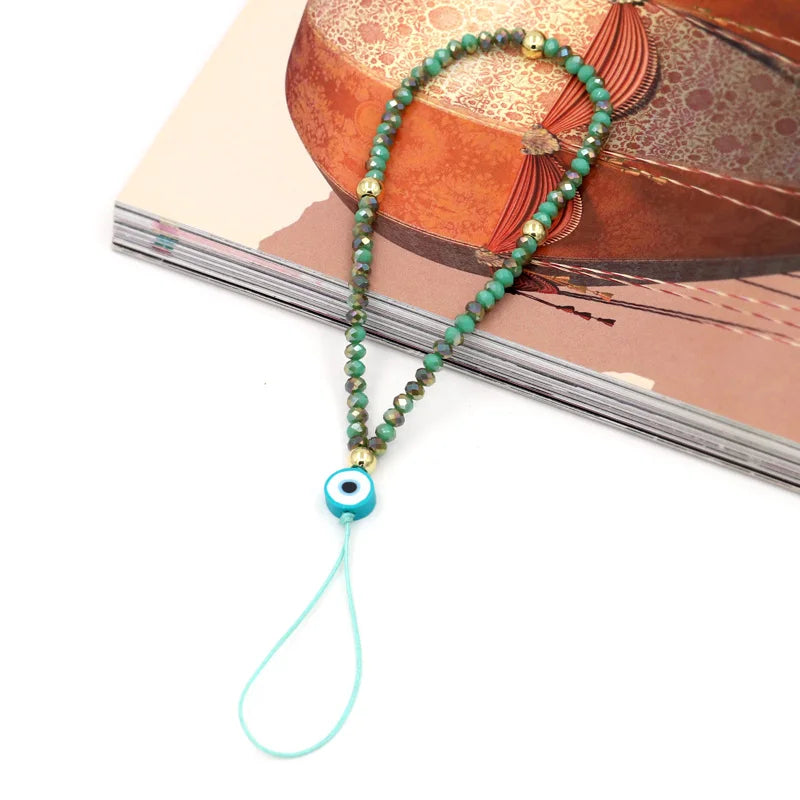 Fashion Jewelry Wholesale Phone Chain Multicolor Crystal Evil Eye Phone Charm Lanyard Strap for Phone Decoration Accessories HIP A004j