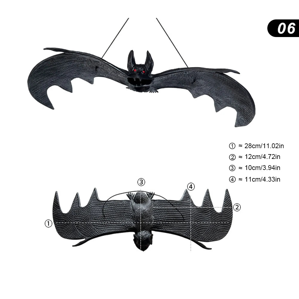 Halloween Hanging Bat Ornaments - Realistic Simulation Holiday Party Decor Haunted House Hanging Props for Spooky Atmosphere HIP 06