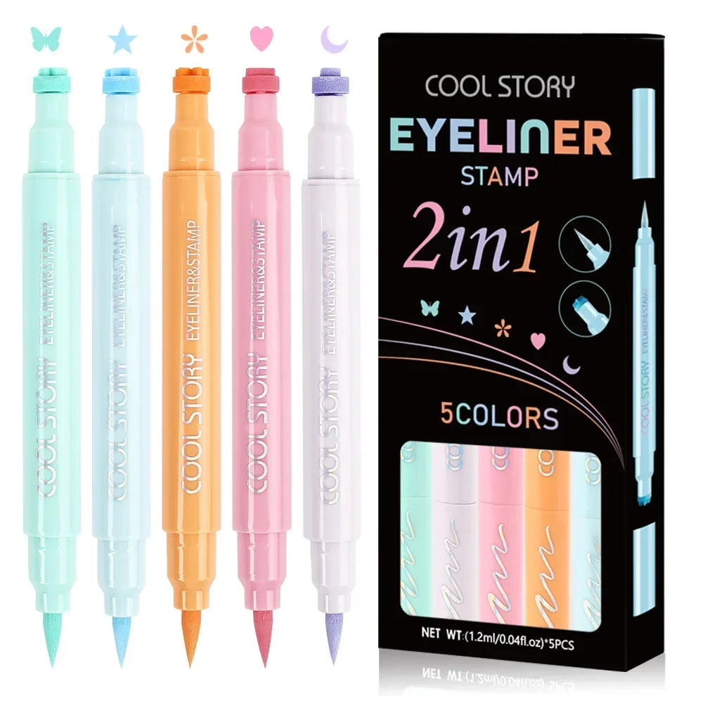 Colorful Butterfly Eyeliner Stamp Pen Star Moon Seal Long Lasting Waterproof Liquid Eye Liner Pencil Eyes Makeup Cosmetic 1/5PCS HIP 5PCS SET