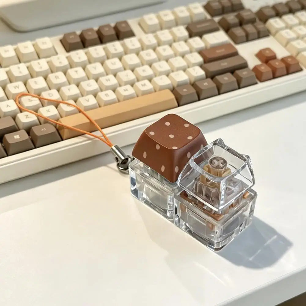 2 Keys Keyboard Toys Crystal Keycap Keychain Stress Relief Fingertip Gadget Decompression Toys Clicker Toy HIP