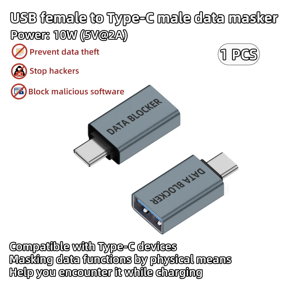 USB Data Blocker – Charge-Only USB-A & USB-C Adapter USB Security Adapter HIP AM-CG-PBQ-LHS