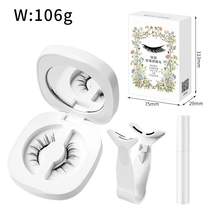 New Hot Soft Magnetic Eyelashes Set 1 Pair Reusable No Glue Needed False Eyelashes with Magnetic Tweezers Curly Faux Lashes HIP