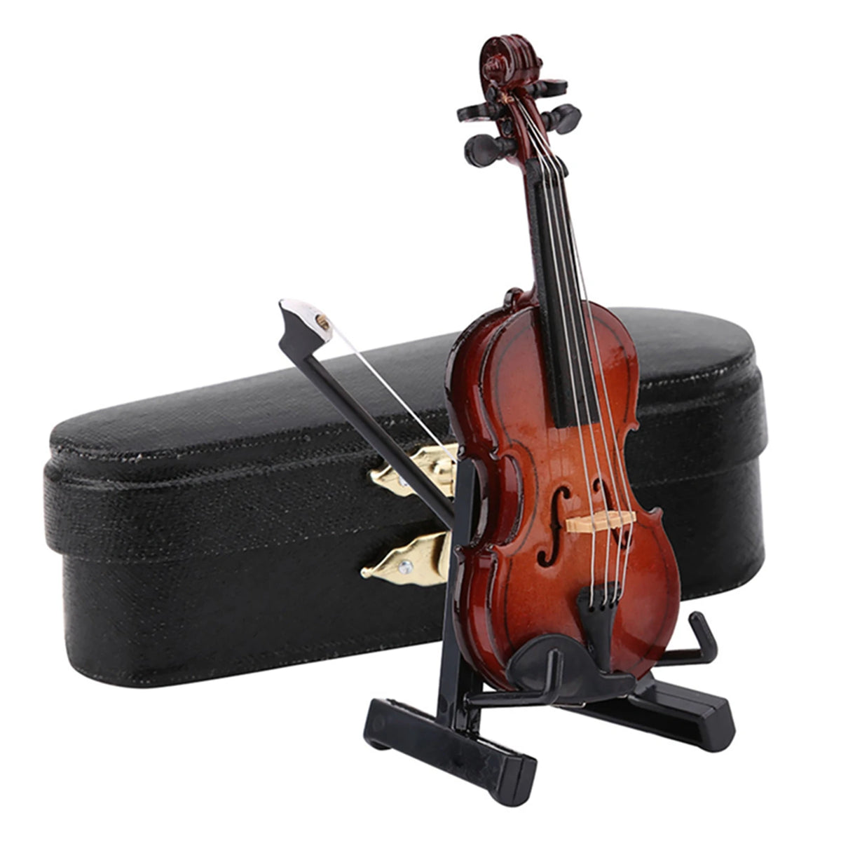 Miniature Violin Replica Miniature Violin Model with Stand Case Dollhouse Accessories Mini Musical Instrument Decor Gift HIP