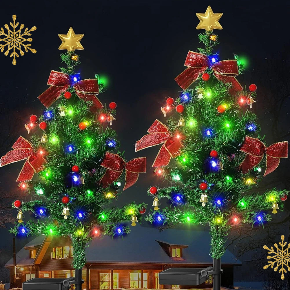 Solar Christmas Tree Lights Outdoors LED Christmas Decor IP65 Waterproof Garden Lawn Landscape Lamps for Patio Porch Pathway HIP