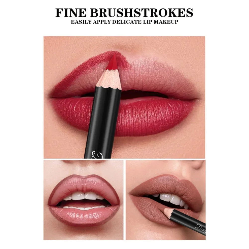 Dragon Ranee 12-Color Nude Matte Lip Liner Pencil Set Lip Liner Set HIP