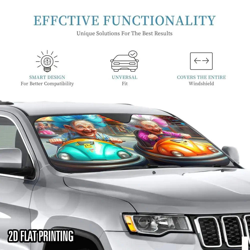 Foldable 2D Colorful Print Car Sunshade with 4 Suction Cups Car Windshield Sunshade HIP