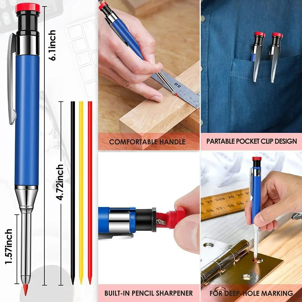 2.8mm Deep Hole Carpenter Pencil with Built-In Sharpener Carpenter Pencil HIP