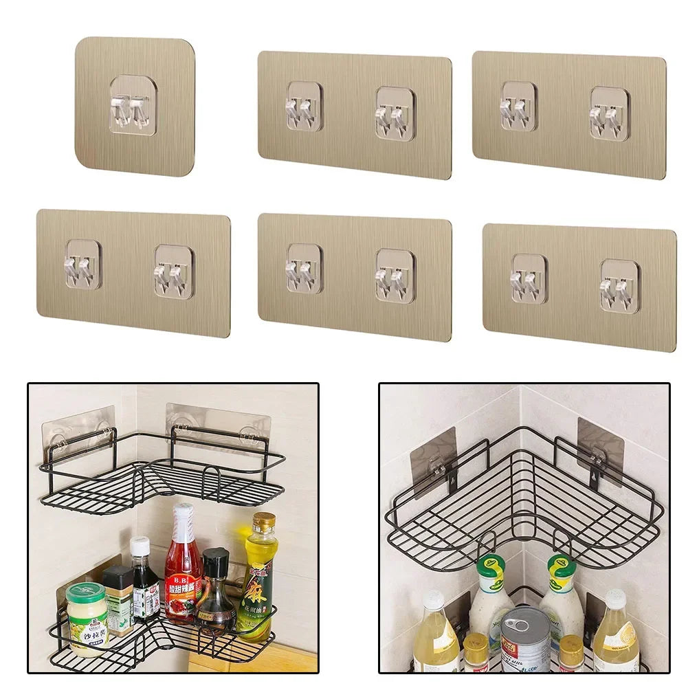 5pcs Wall Adhesive Hooks Transparent Wire Shelf Rack Hook Wall Mount Free Punch Kitchen Bathroom Non Trace Stickers Holder HIP