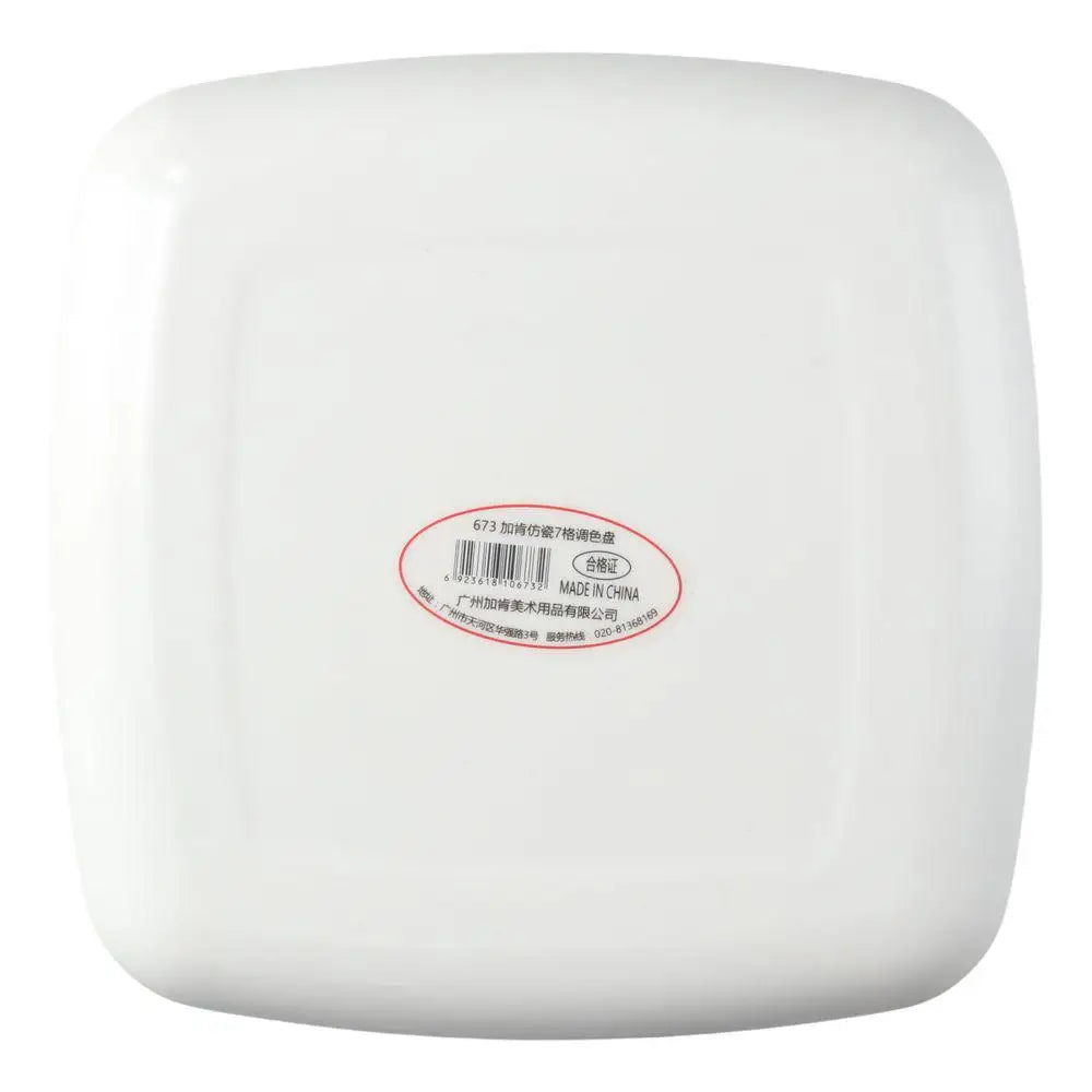 7-Well Square Paint Palette – White Imitation Porcelain 15cm Artist Paint Palette HIP