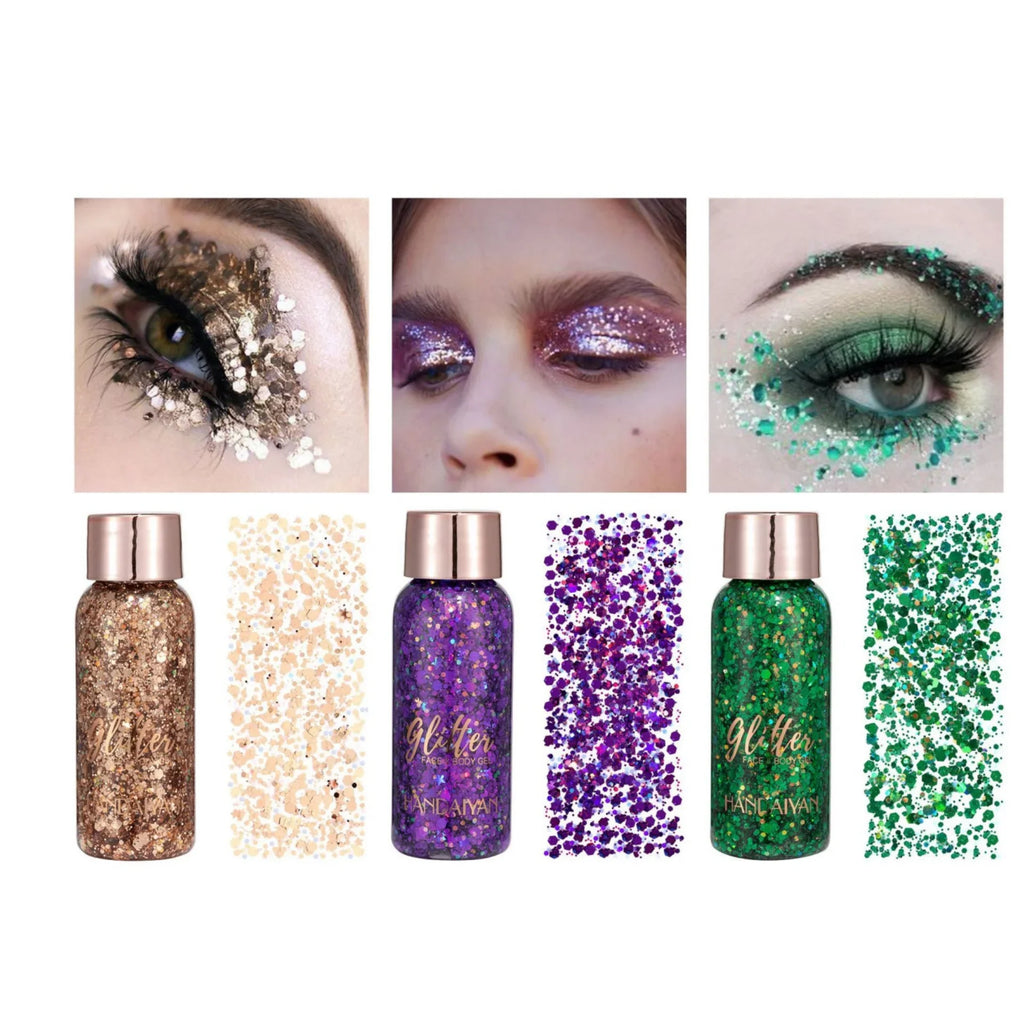 HANDAIYAN 9-Color Glitter Gel – Face, Body, Eye & Hair Glitter Gel Palette HIP