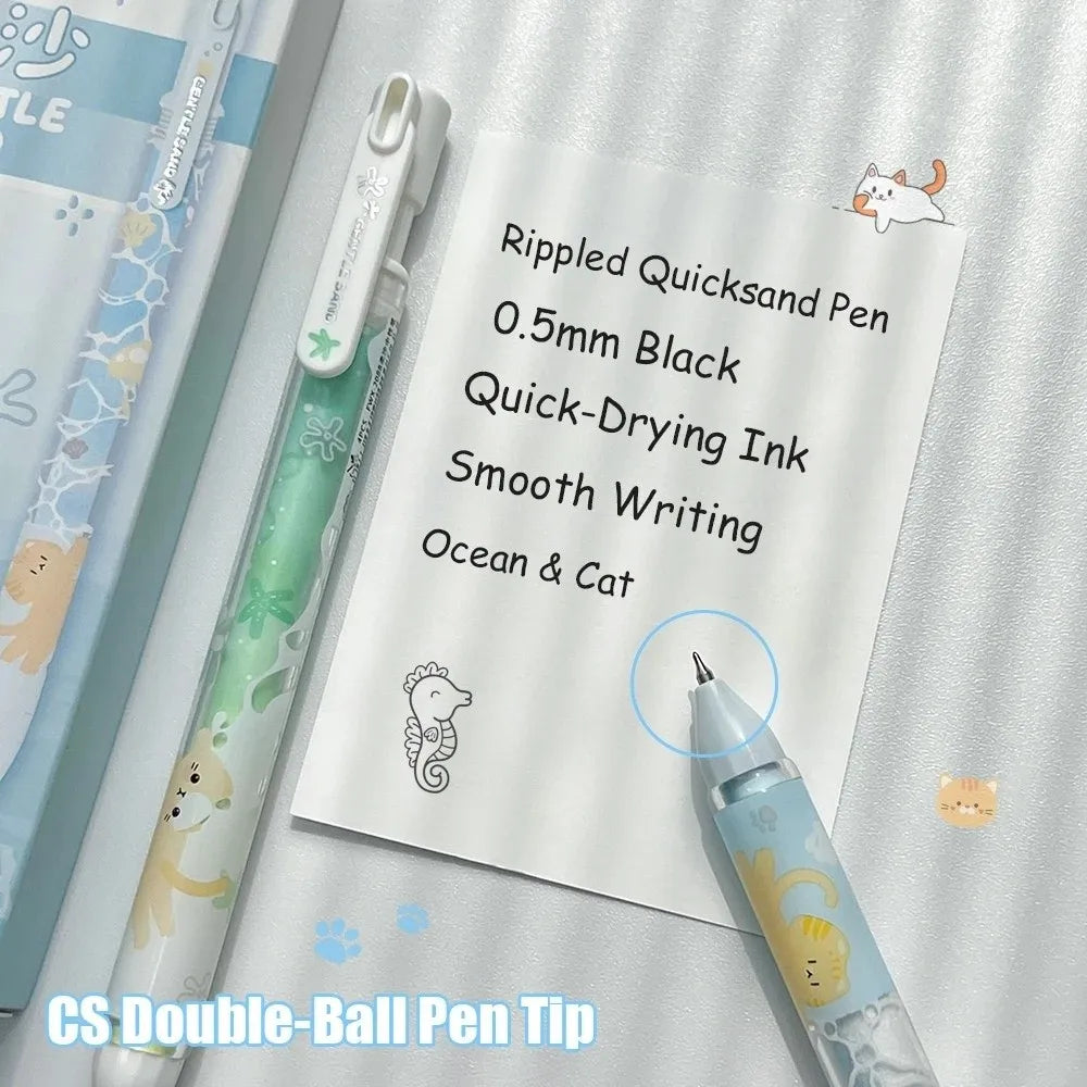 4-Pack Ocean Cat Gel Pens 0.5mm Quick-Dry School & Office Gel Pen Set HIP