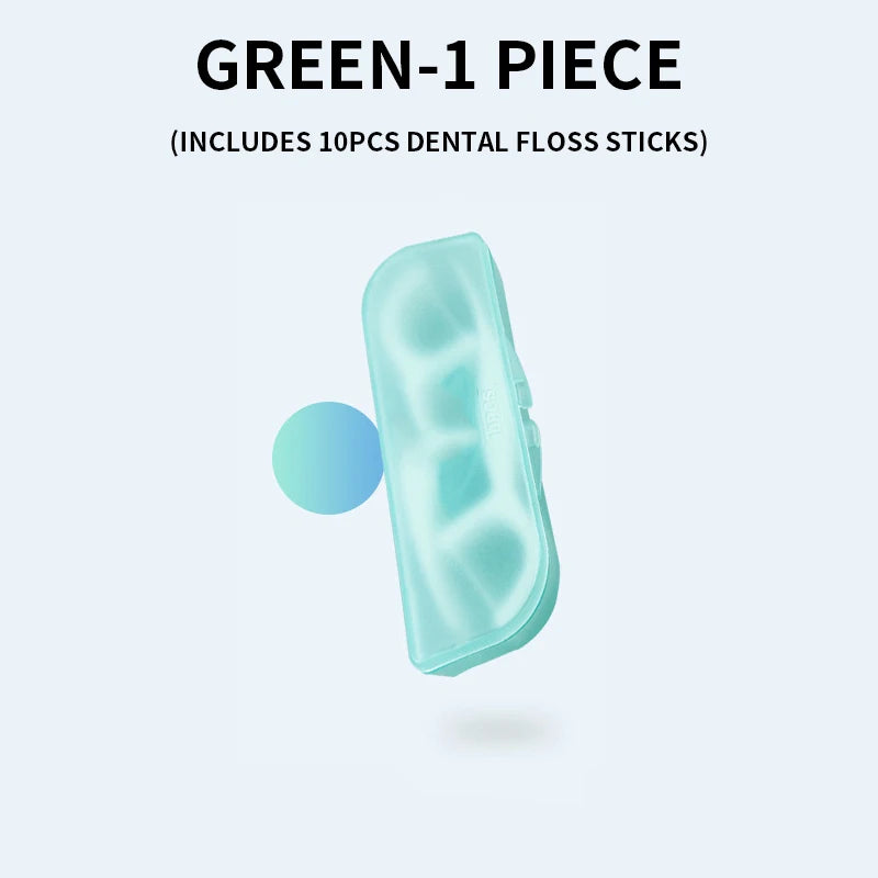 RUZOFO Dental Floss Picks 10-Pack – Portable Daily Oral Care Dental Floss Picks HIP C755-Green-1 Box