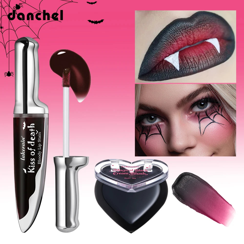 2pcs Vampire Lip Stain Dark Blush Gothic Matte Waterproof Long Lasting Non Stick Makeup Set HIP 2MIDNIGHT TEMPT