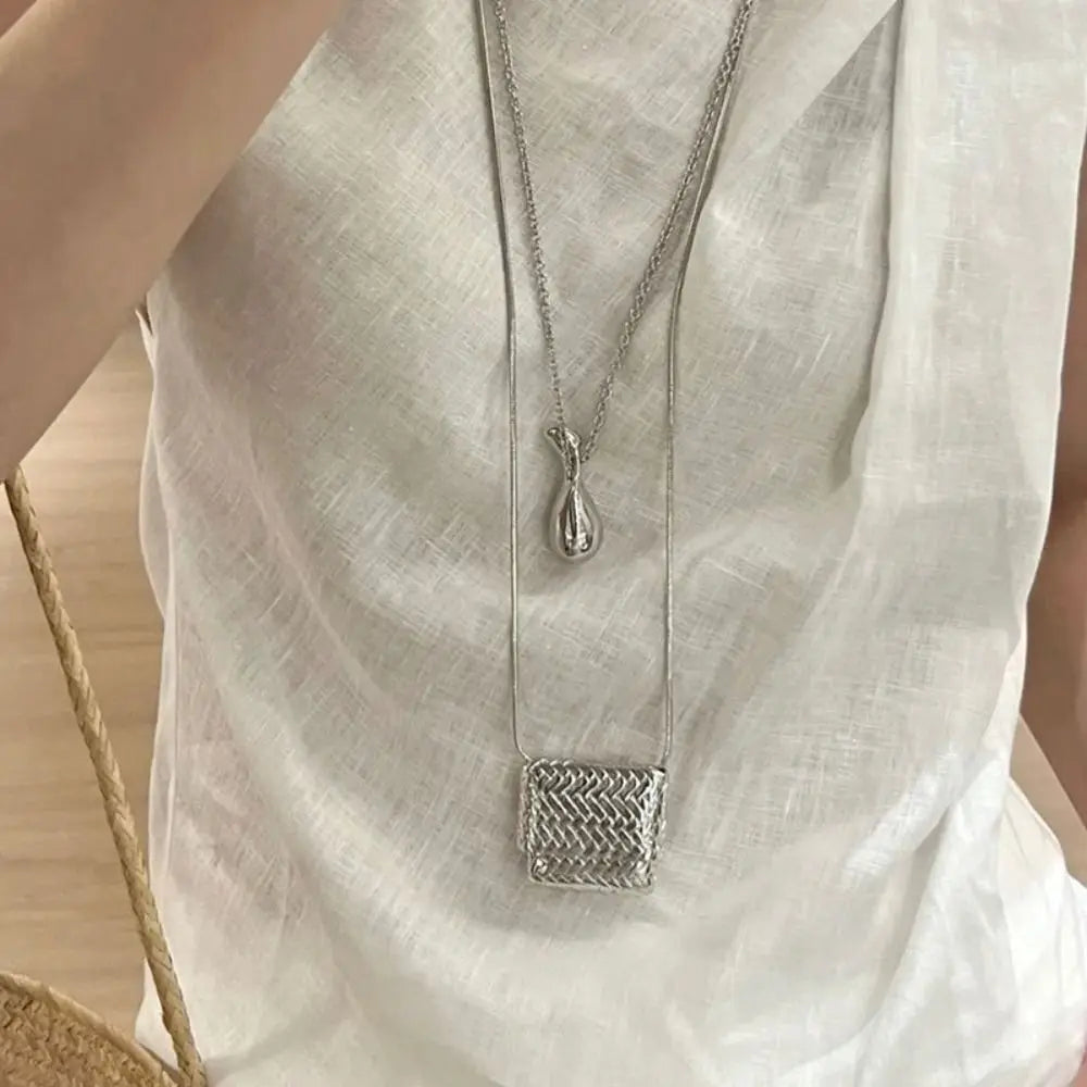 Long Link Chain Necklace with Mini Bag & Bottle Pendant Fashion Pendant Necklace HIP