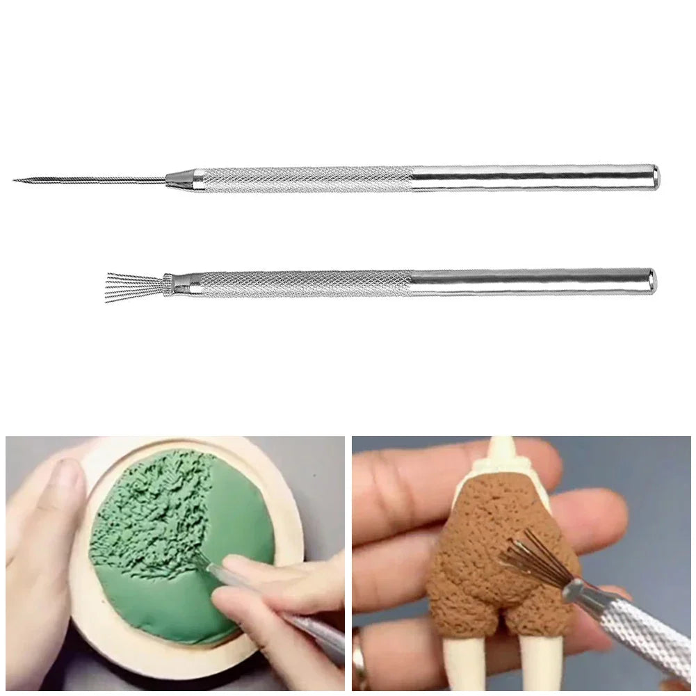 7 Pin Feather Wire Texture Ceramics Tools Polymer Clay Sculpting Modeling Tool DIY Pottery Brush Pottery Tools Cake Accessories HIP