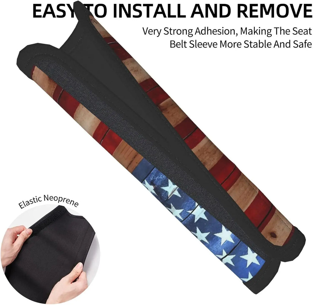 American Flag Seat Belt Cover Pads – 2pc Patriotic Set Seat Belt Cover HIP