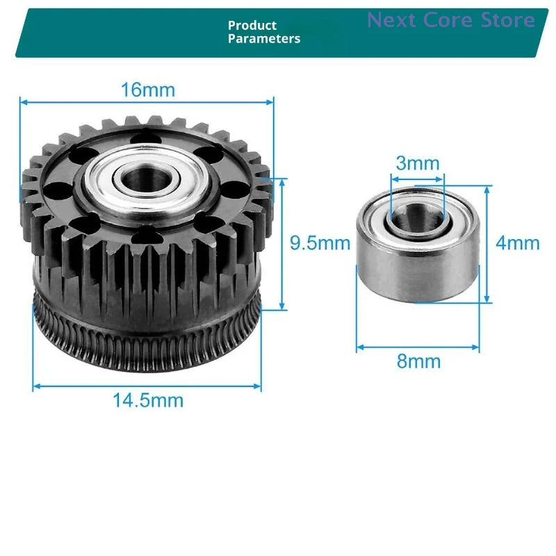K2 Plus Steel Extruder Gear Kit – Nano-Coated Carbonized Extruder Gear Kit HIP