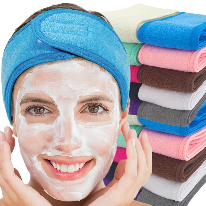 Women's Adjustable Wide Spa Headband – Soft Toweling Hair Band Spa Hair Headband HIP