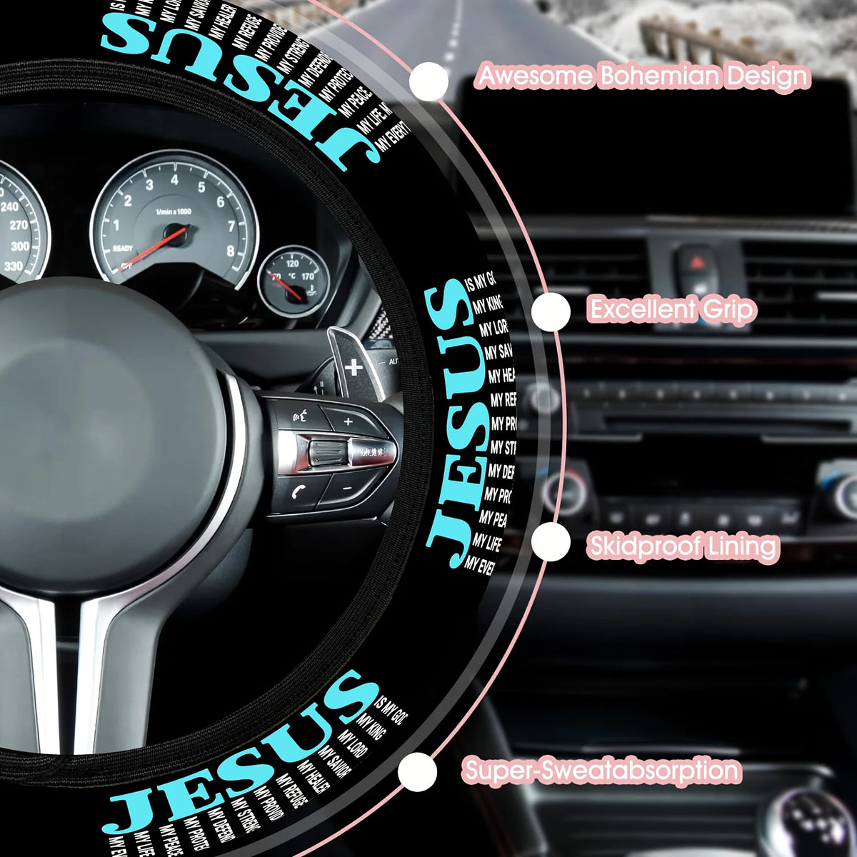 Inspirational Neoprene Steering Wheel Cover – Positive Affirmation Steering Wheel Cover HIP