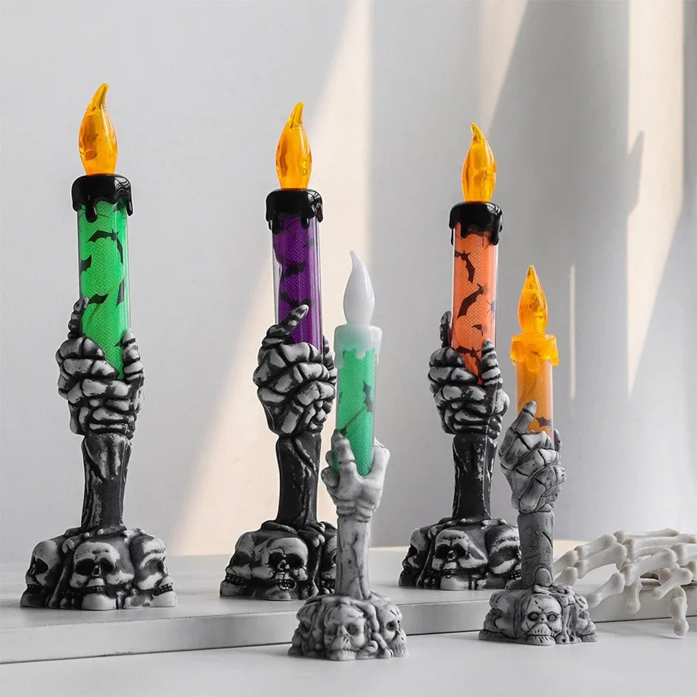 Halloween Glowing Candles Skeleton Ghost Hands LED Light Halloween Party Home Decoration Supplies Haunted House Party Home Decor HIP