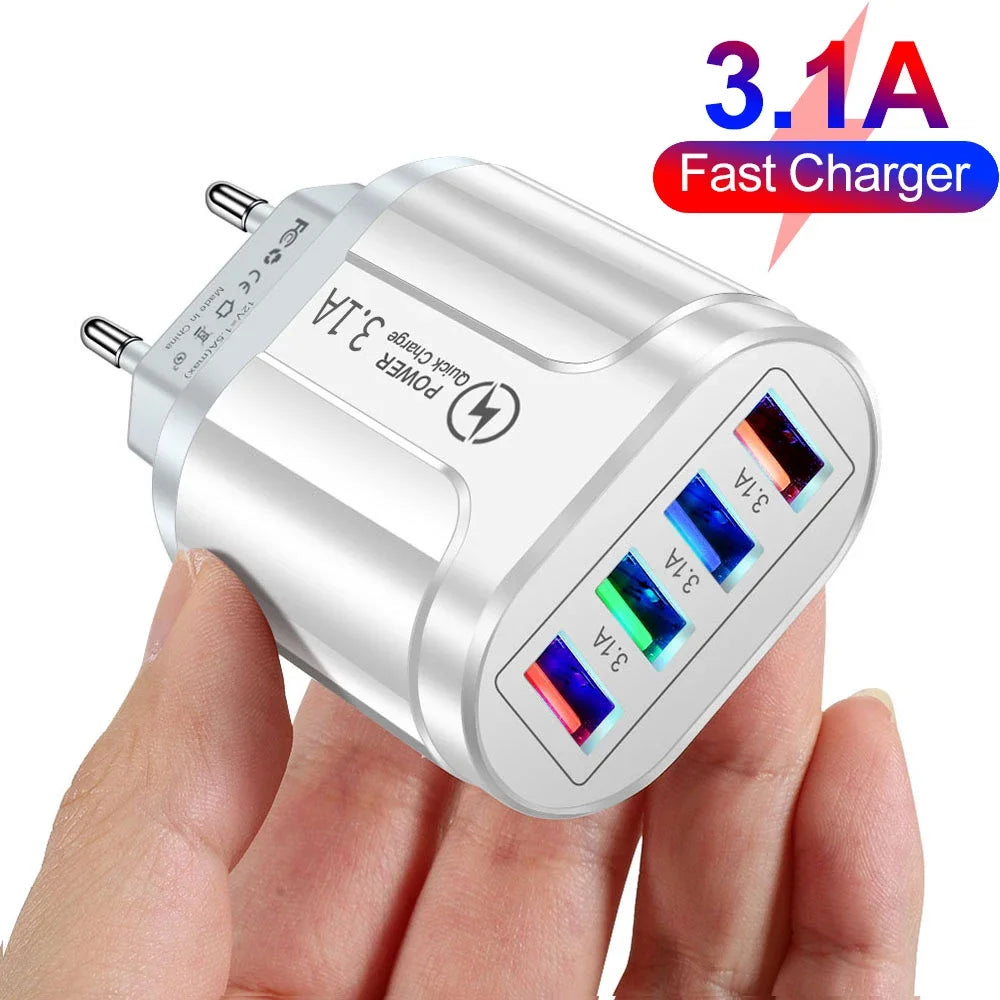 OLPAY 4-Port 45W USB Wall Charger – EU/US Plug Adapter USB Wall Charger HIP
