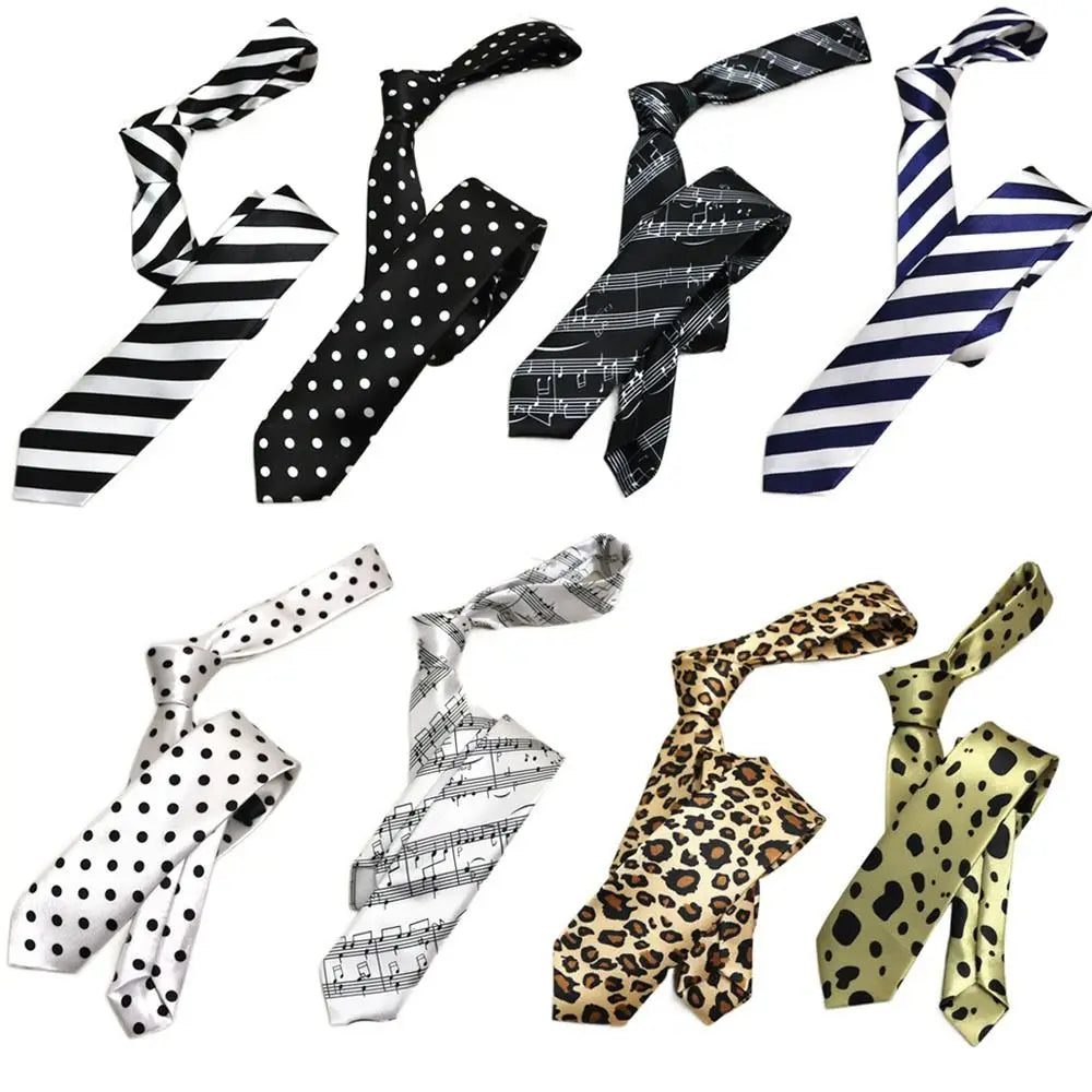 Retro Narrow Necktie – Striped & Leopard Print | 5cm Wide Narrow Necktie HIP