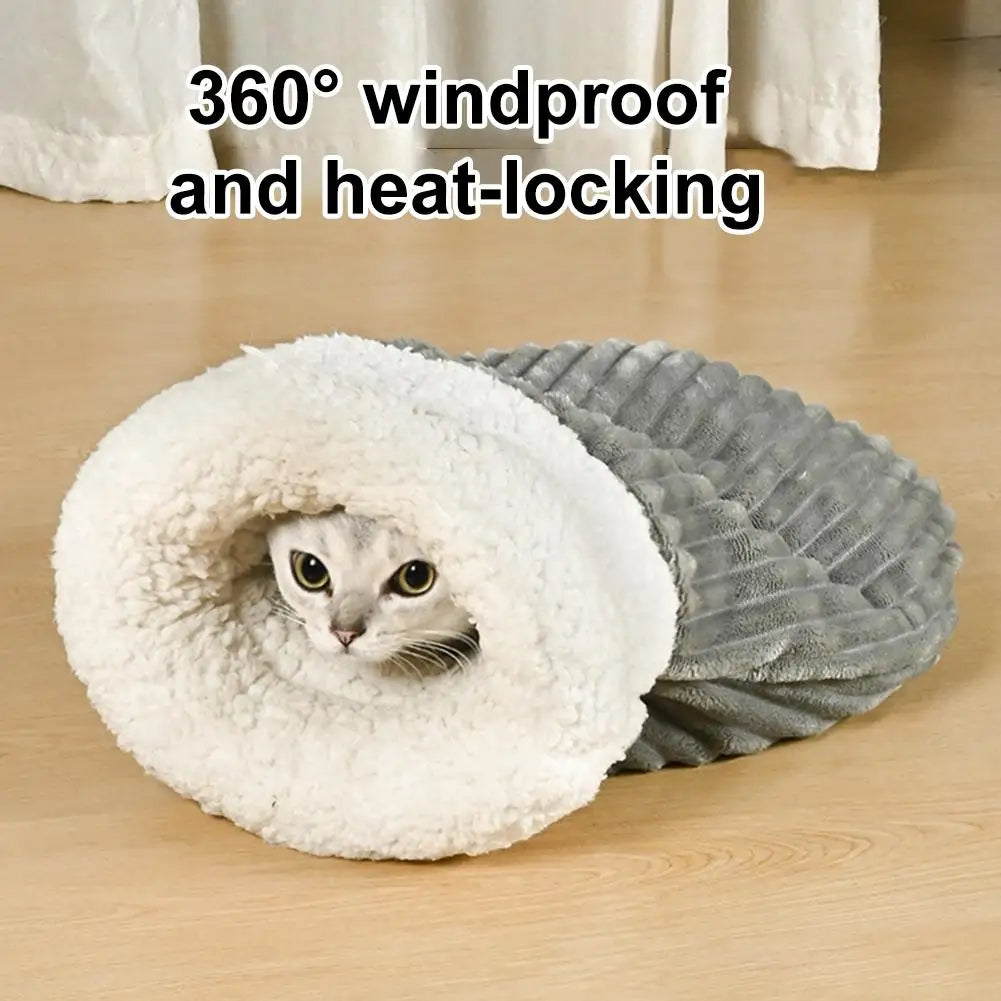 Cat Sleeping Bag Soft Cuddly Fluffy Feel Thickened Pet Pocket Type Quilt Bed Kitten Puppy Soft Comfortable Warm Nest Pet HIP