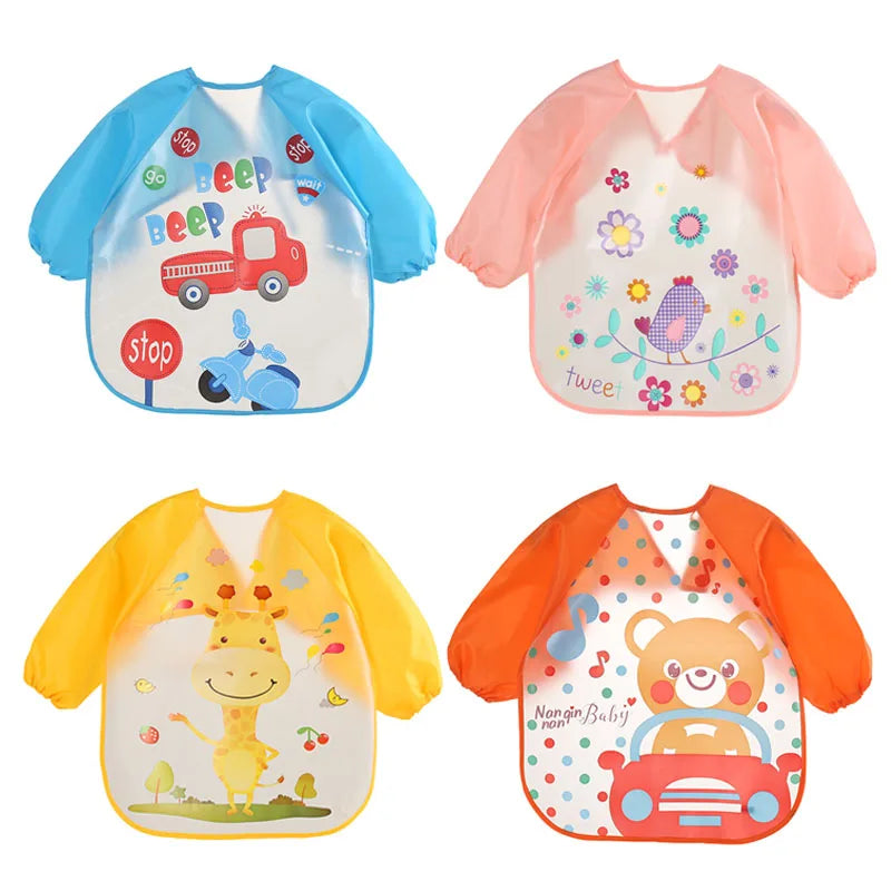 Baby Waterproof Long Sleeve Bib – EVA Cartoon Feeding Smock Baby Feeding Bib HIP