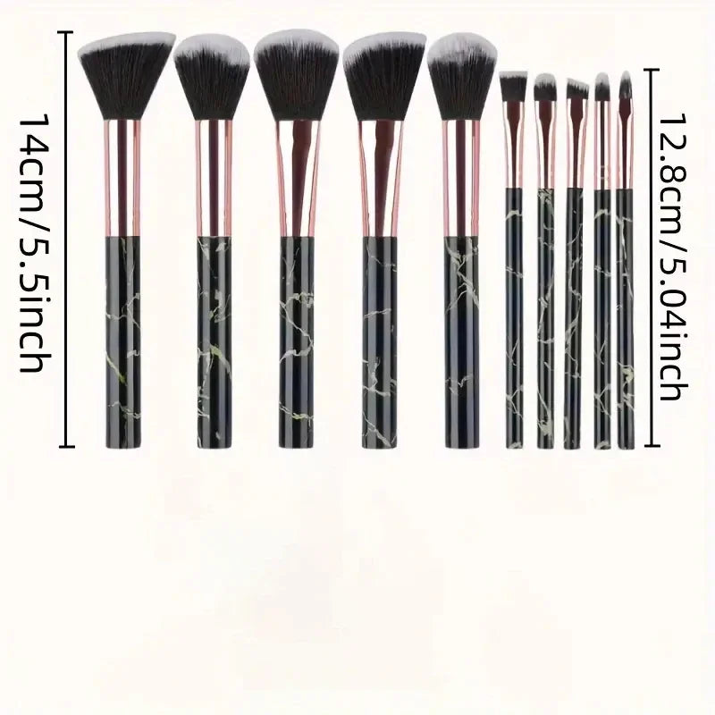 10-Piece Marble Makeup Brush Set – Kabuki & Blending | RUZOFO Makeup Brush Set HIP
