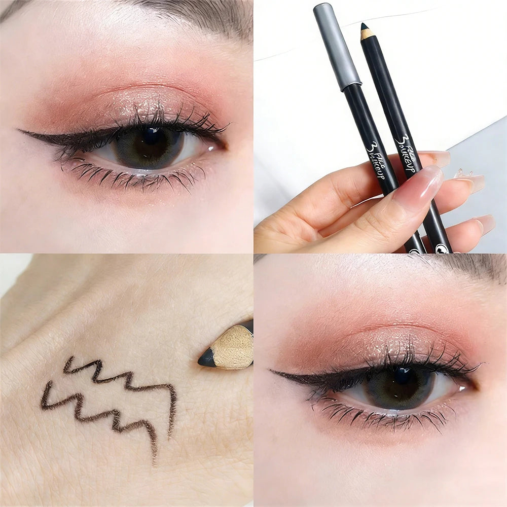 Waterproof Black Brown Eyeliner Brow Pencil Smudge Proof Lasting Dual Use Hard Tip for Precise Lines Beginner Friendly Makeup HIP 01 Black