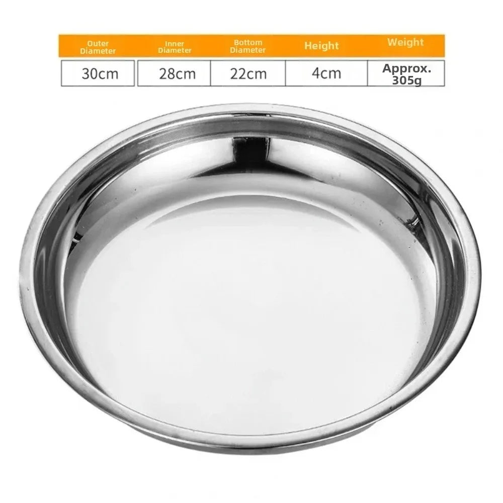 Stainless Steel Round Serving Tray – Rustproof & Portable Serving Tray HIP Silver 30cm