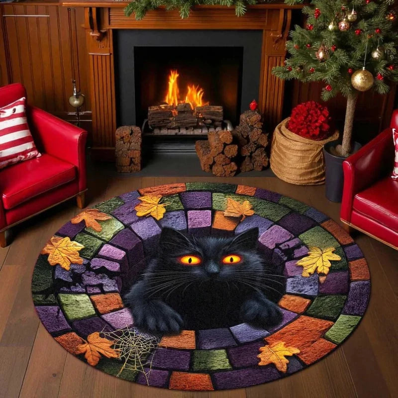 Round Festive 3D Print Carpet – Dirt-Resistant Polyester Rug Decorative Area Rug HIP