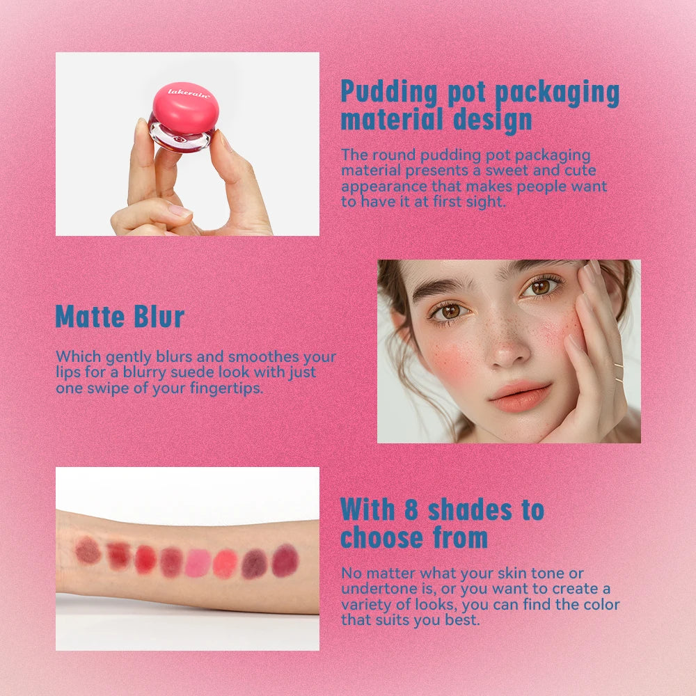 Lip&Cheek Blurry Pudding Pot Blushed Moment Blur blush Baby Makeup 5g Blush Buildable Lightweight Multi-Use Soft Matte Finish HIP