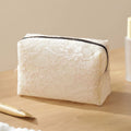 Floral Lace Waterproof Makeup Bag – Travel Cosmetic Pouch Cosmetic Travel Bag HIP Beige