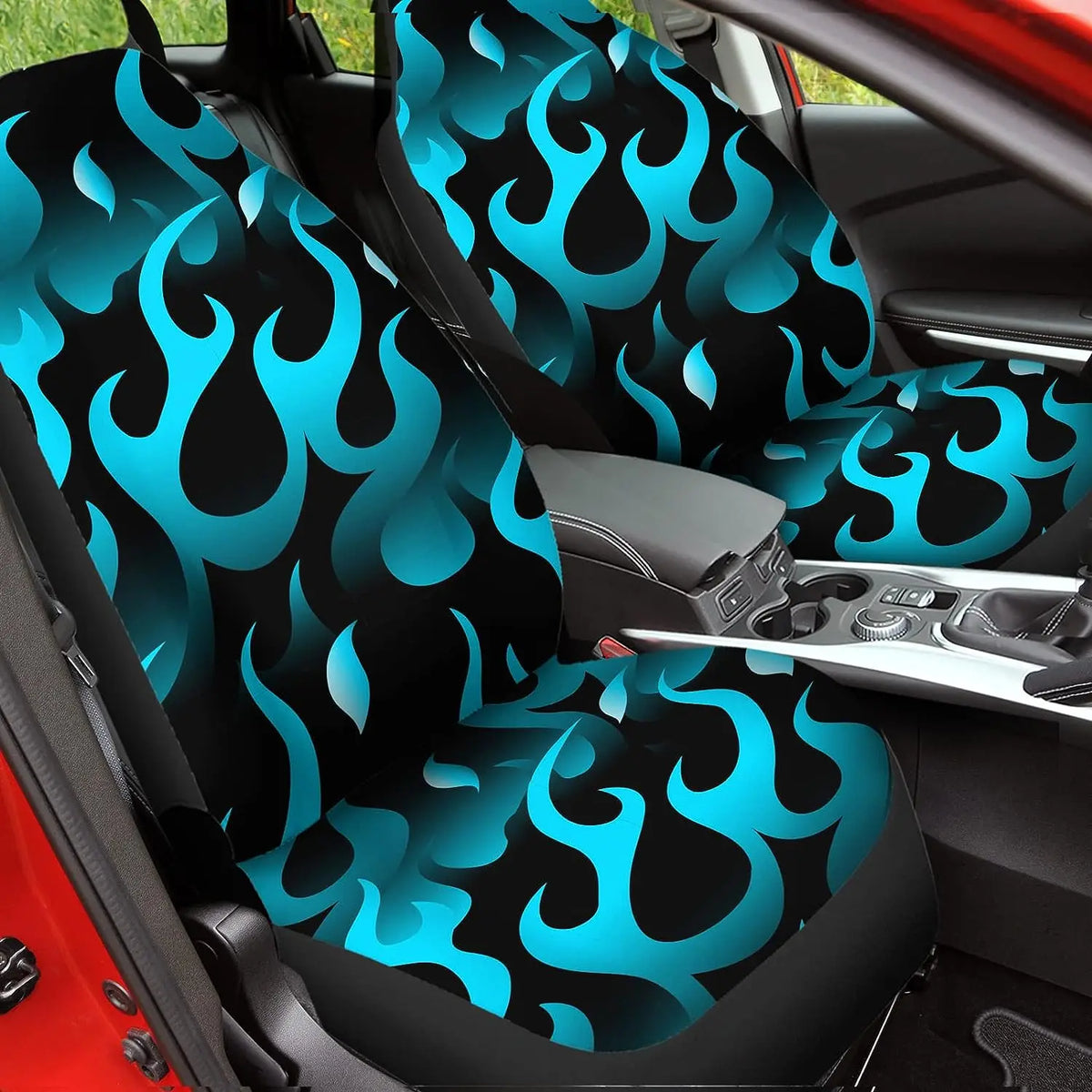 Fire Blue Flame Car Seat Covers – Universal 2-Piece Front Set Car Seat Covers HIP