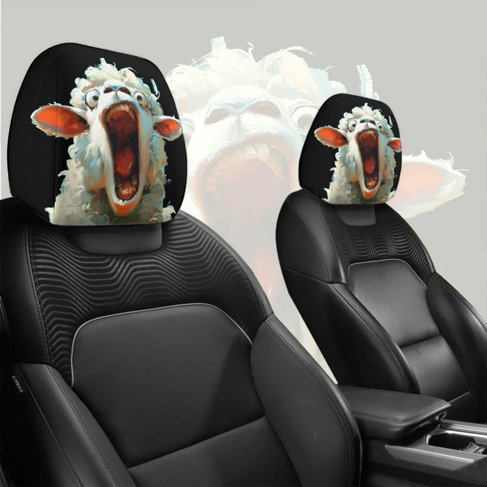 2-Pack Funny Laughing Sheep Art Car Headrest Covers Car Headrest Cover HIP