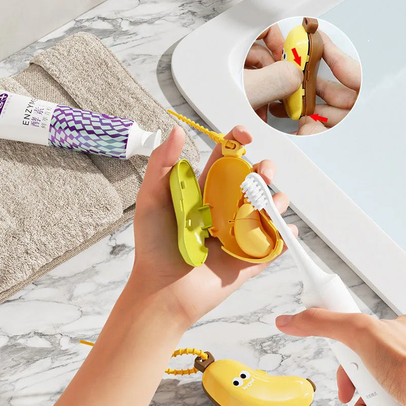 Banana Toothbrush Cap & Toothpaste Box – Travel Essential Toothbrush Travel Case HIP