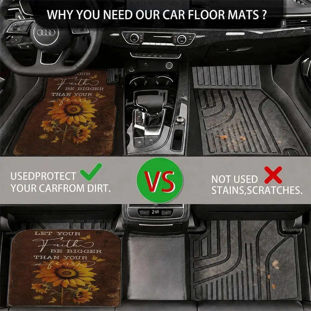 All-Weather Sunflower Car Floor Mats – 4-Piece SUV Set Car Floor Mats HIP