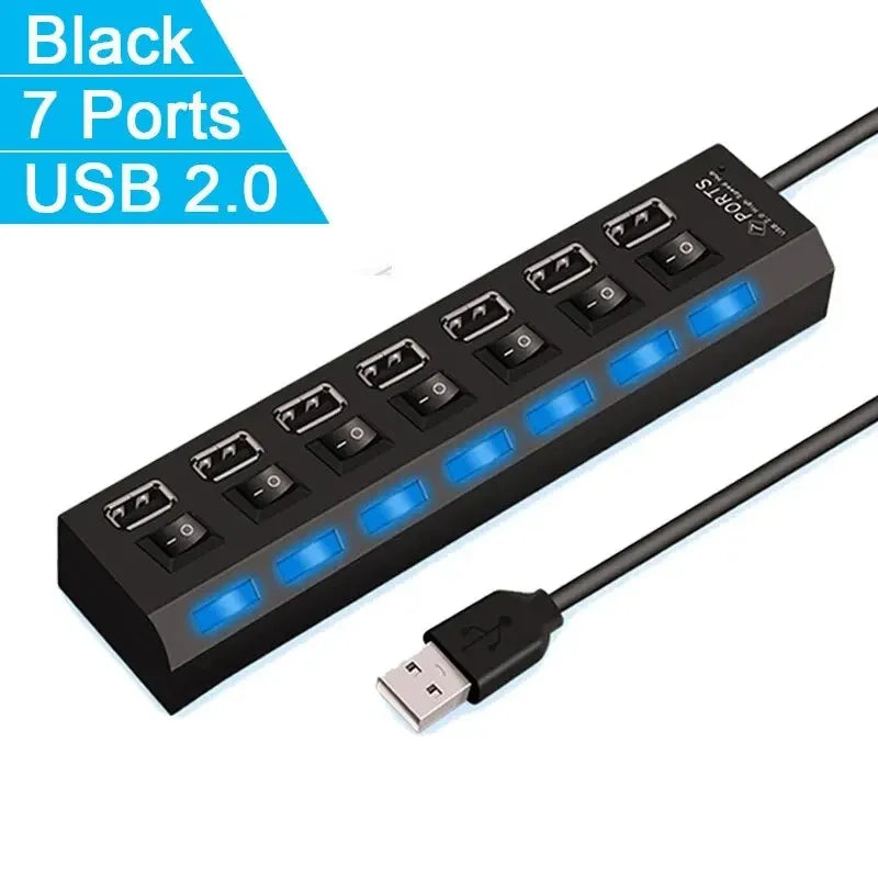 USB 2.0 Hub – 4 & 7 Port Splitter with LED Switch | HIP USB Hub Splitter HIP