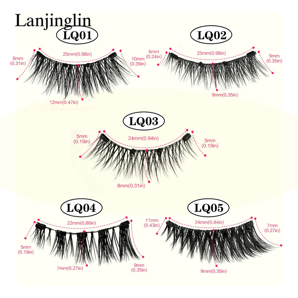 1 Pair Reusable Magnetic Eyelashes 3D Mink Lashes Long-Lasting No Glue Needed False Eyelashes and Magnetic Tweezers Set HIP