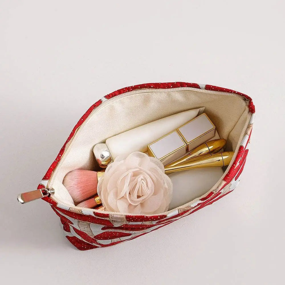 Canvas Makeup Bag Red Mushroom Print – M & L Sizes | HIP Cosmetic Makeup Bag HIP