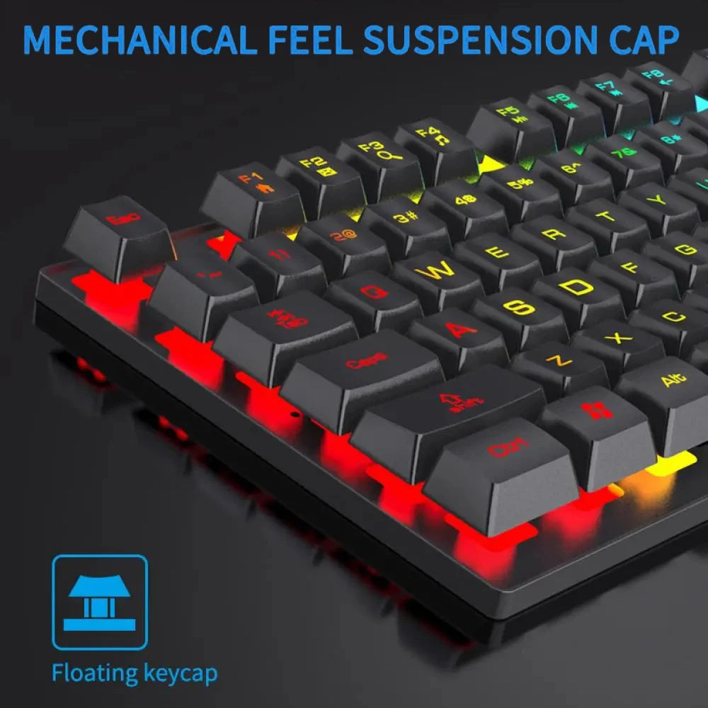 RGB Wired Gaming Keyboard – 104 Keys Mechanical Feel | USB Gaming Keyboard HIP