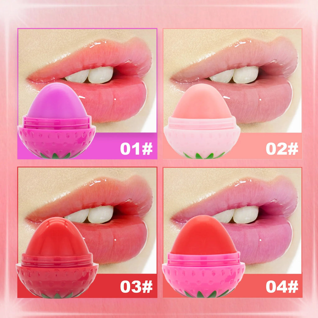 1/4Pcs Strawberry Lip Balm Long-Lasting Moisturizing Repair Hydrating Colored Tint Lipstick Clear Repairs Dry Lip Care Cosmetics HIP 4PC Mixed
