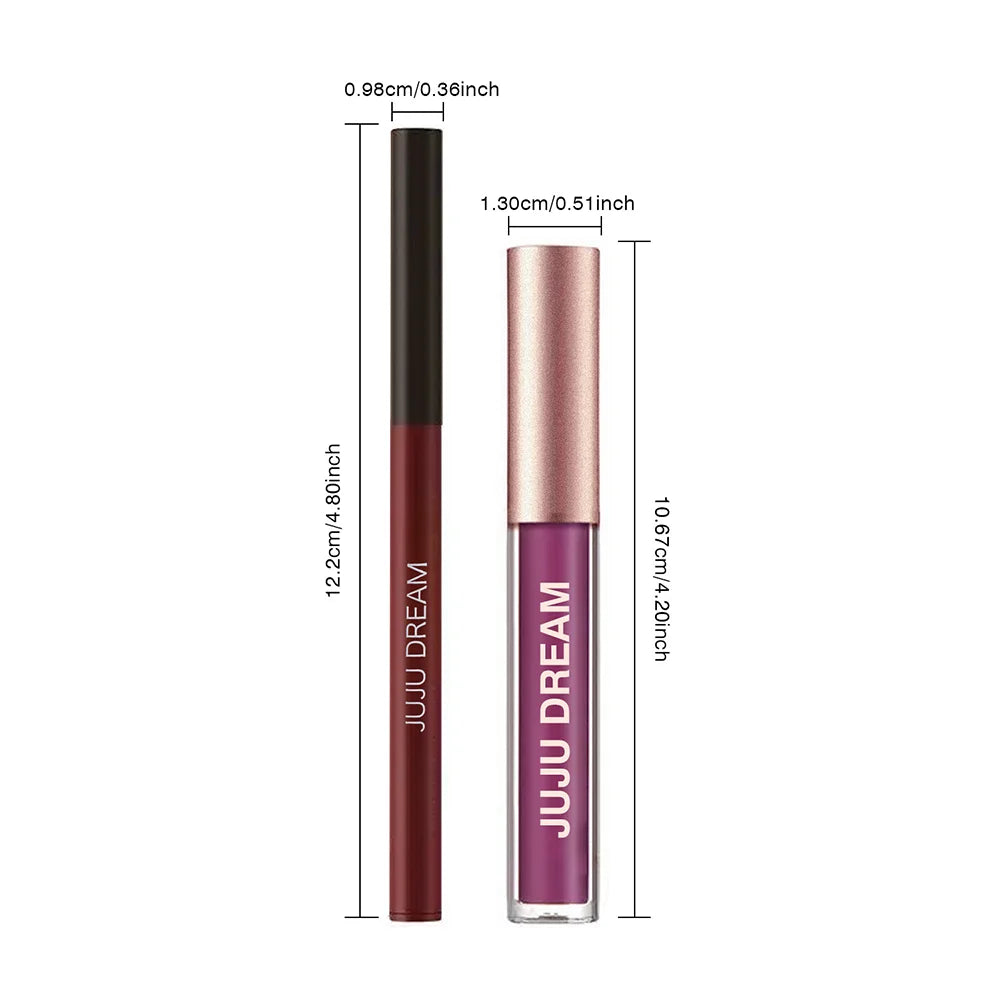 JUJU Dream Matte Lip Gloss & Lip Liner Set – Long-Lasting Lip Gloss & Liner Set HIP
