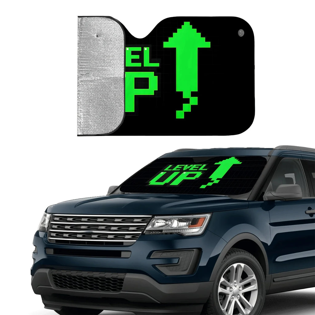 Pixel Arrow Green 2D Printed Car Windshield Sunshade Car Windshield Sunshade HIP