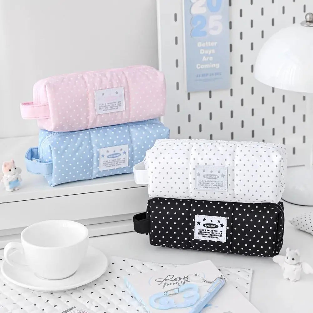 Polka Dot Pencil Case – Large Capacity Zipper Pouch for Students Pencil Case HIP