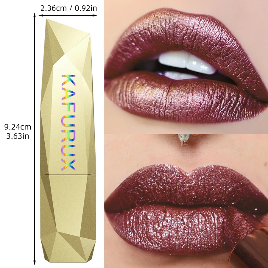 1 PC Red Metallic Lipstick Long Lasting Glitter Waterproof Lip Glaze Moisturize Luminous Liptint Shimmer Shiny Lipgloss Makeup HIP