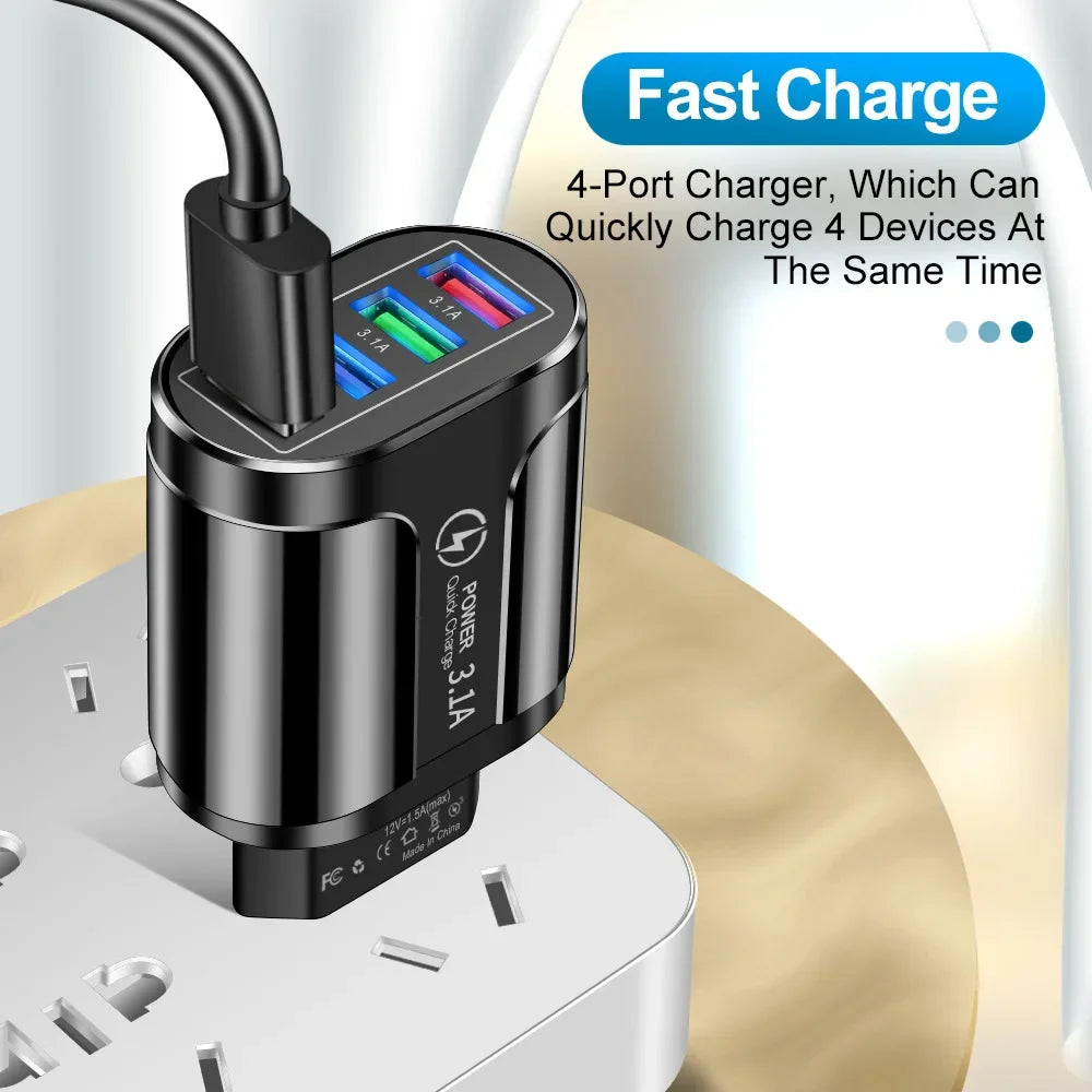 OLPAY 4-Port 45W USB Wall Charger – EU/US Plug Adapter USB Wall Charger HIP