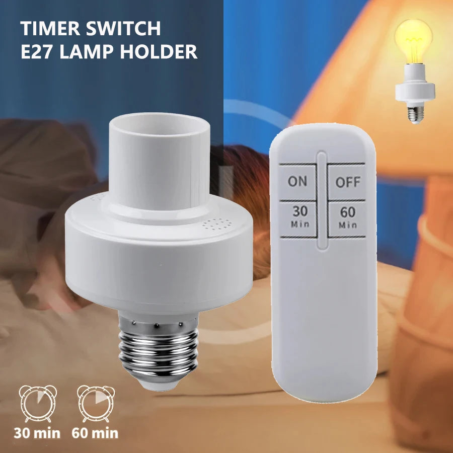 E27 Light Bulb Socket Lamp Bases With Smart Timer Switch Wireless Remote Control Lamp Holder for Pendant Lamp Ceiling Chandelier HIP