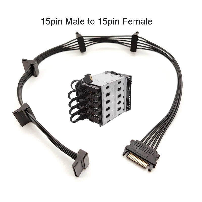 SATA 15-Pin 1 to 5 Power Splitter Cable for HDD & PC Build SATA Power Splitter Cable HIP